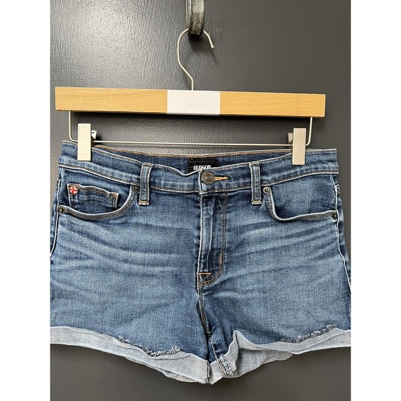 Hudson Womens Denim Blue Jean Shorts Stretch Cuffed Size 27 - Picture 2 of 5